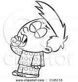 Tired Clipart Yawning Cartoon Boy Coloring Toonaday Outlined Vector Leishman Ron Illustration sketch template