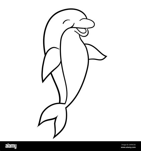 cute cartoon dolphin coloring page vector illustration stock vector