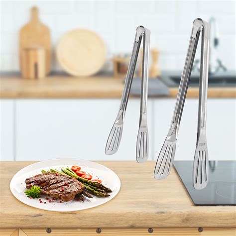 uxcell kitchen tong set  cooking stainless steel tongs toaster salad