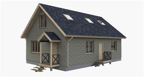 european simple house  model cgtrader