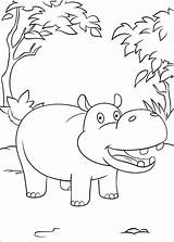 Hippopotamus sketch template