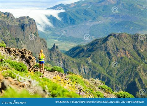 woman running  mountains  sunny summer day stock image image
