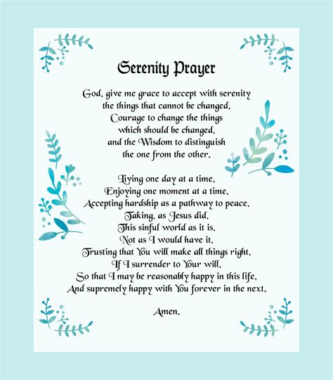 printable  serenity prayer version printable jd