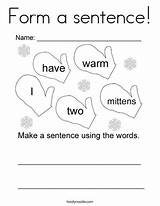 Coloring Form Sentence Sentences Pages Winter Twistynoodle Grade Kids Words Noodle Print First sketch template