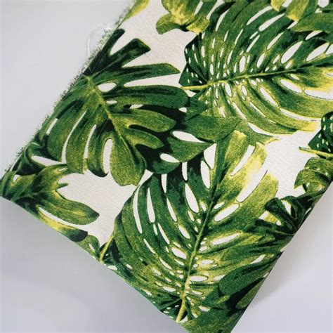 plant palm leaves leaf printed canvas cotton fabric diy handmade cloth