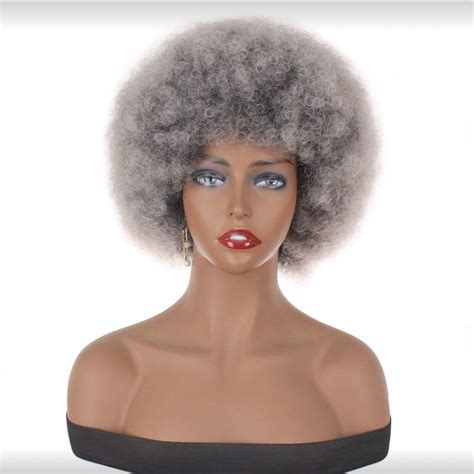 Gray Synthetic 4 Inch Afro Wig Etsy