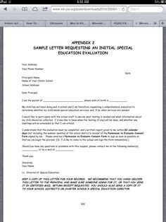 sample letter requesting iep team meeting letter  parents iep