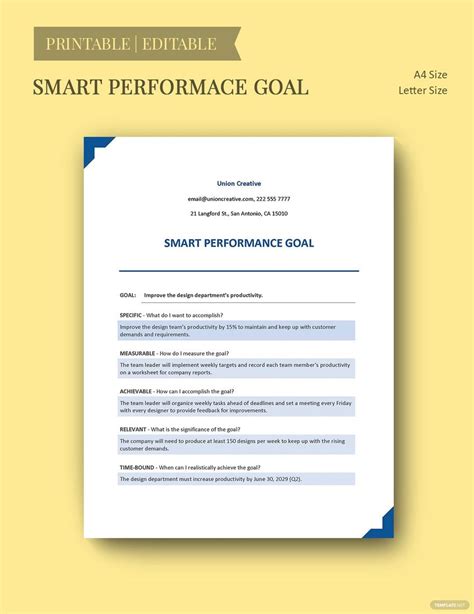 smart performance goals template   word powerpoint excel