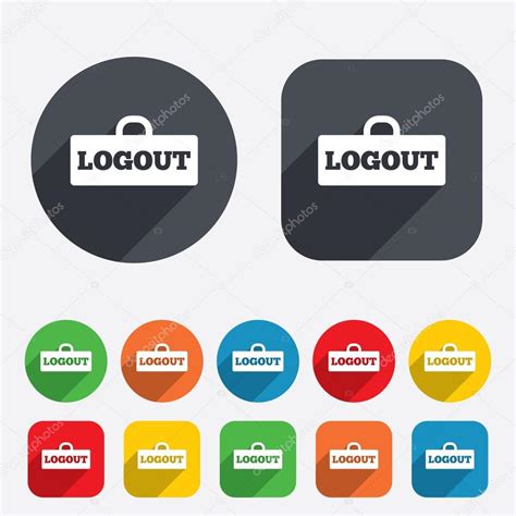 logout sign icon sign  symbol lock icon circles  rounded