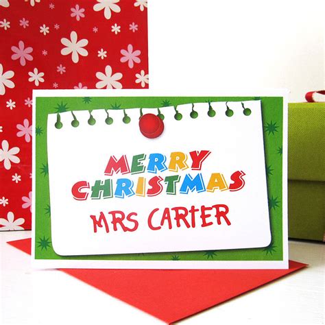 personalised teacher christmas card    cards notonthehighstreetcom