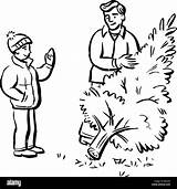 Cutting Tree Down Man Represented Alamy sketch template