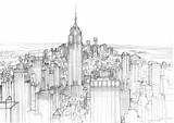 York Skyline Drawing Sketch City Pencil Manhattan Drawings Clipart Architecture Coloring Line Pages Building Sketched Ny Cityscape Dallas Library Choose sketch template