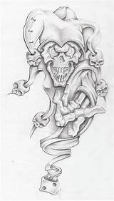 Tattoo Jester Clown Joker Skulls Markfellows Chicano Tat Forearm Roses Lowrider Clowns Tattoodaze sketch template