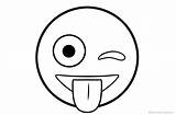 Coloring Pages Emojis Emoji Wink Printable Faces Colouring Kids Adults sketch template
