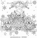 Owls Doodle sketch template