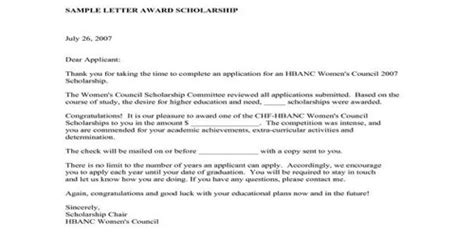 sample scholarship award letter format assignment point