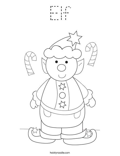 elf coloring page tracing twisty noodle