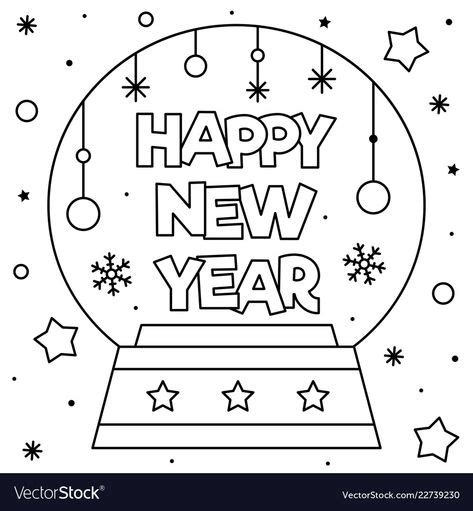 happy  year coloring page vector image     year
