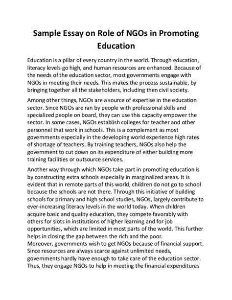 sample essay on role of ng os in promoting education
