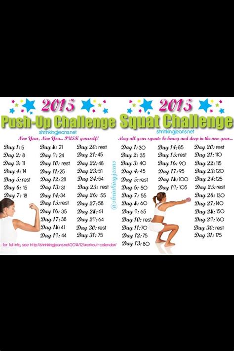 shrinking jeans push up and squat challenge workout calendar push up
