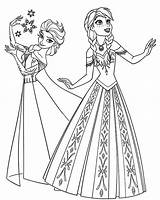 Anna Elsa Coloring Princess Frozen Pages Queen Color sketch template