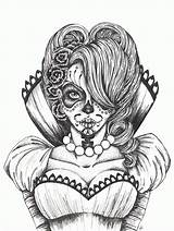 Coloring Pages Dead Skull Sugar Adult Printable Girl Sexy Skulls Colouring Book Flowers Adults Muertos Los Color Print Mary Advanced sketch template