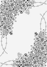 Coloring Pages Borders Border Flower Floral Book Adult Colouring Printable Adults Bloemen Sheets Vuxna För Color Målarbok Banners Colorare Da sketch template