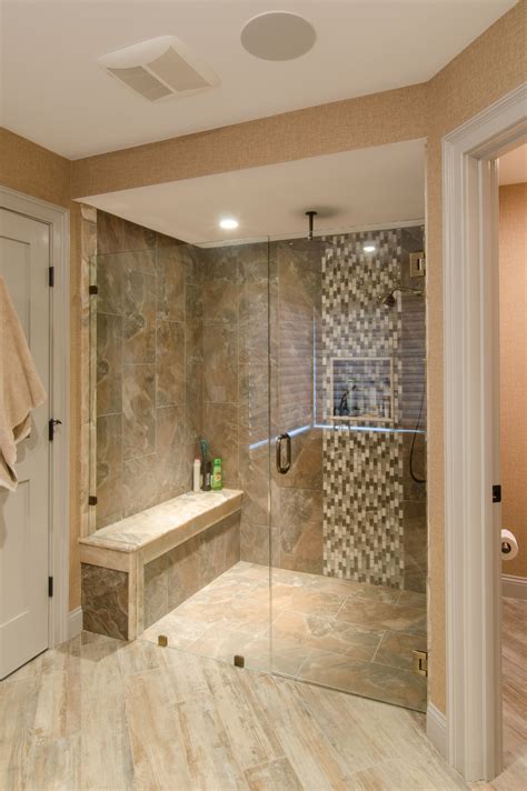 shower ideas large tile shower  custom shower seat vertical