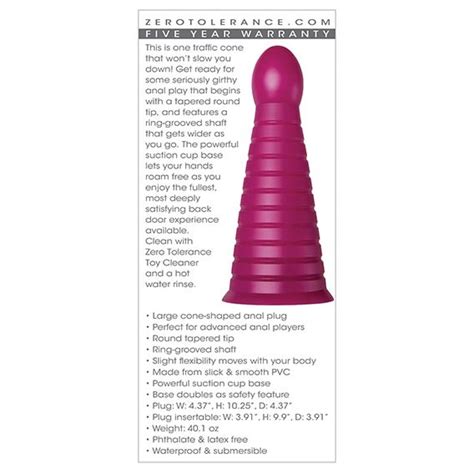 zero tolerance everest ridged cone xl butt plug burgundy sex toys