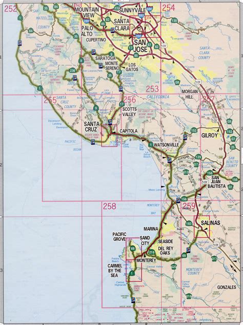 map  monterey county california  large detailed road map monterey