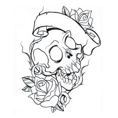 skull  roses outline  vikingtattoo  deviantart skull coloring