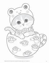 Coloring Pages Teacup Kittens Printable Book Cat Amazon Kitten Cats Color Adorable Books Adult Kitty Cup Kayomi Harai Print Tea sketch template