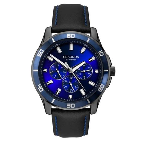 mens black leather midnight blue   watches  hillier