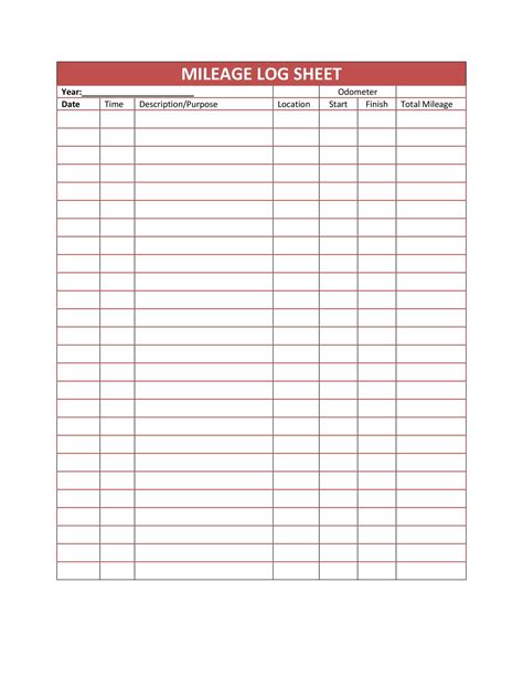 templates  mileage log template  taxes track business