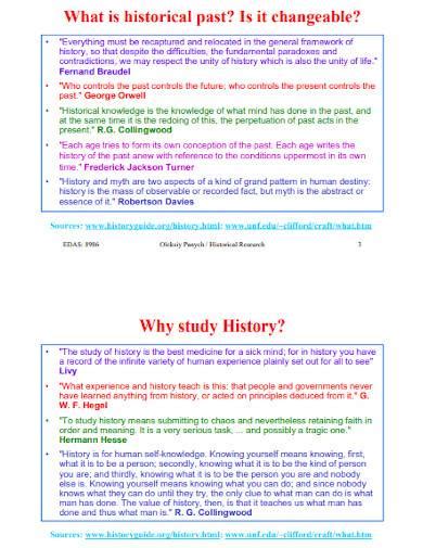 historical research samples templates