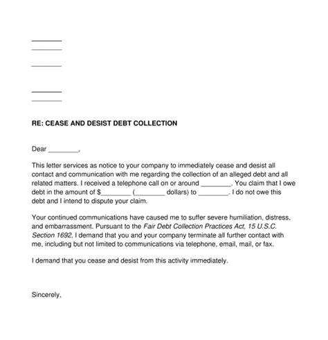 cease  desist letter harassment  letter template collection