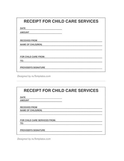 daycare receipt template daycare receipts nutemplates