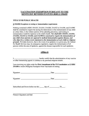 ky vaccination religious exemption affidavit fill  sign printable