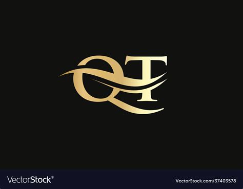 swoosh letter qt logo design  business qt logo vector image