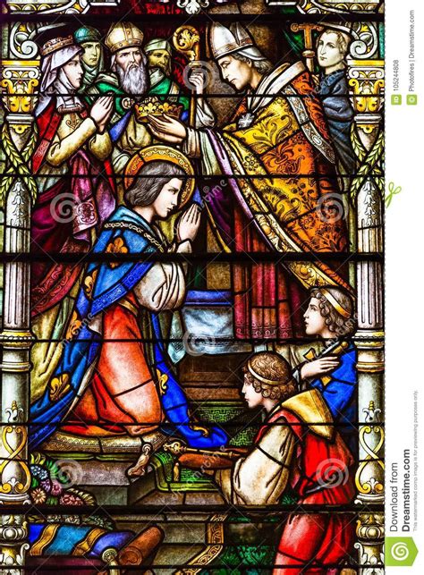 Colorful Stained Glass Window In St Louis Cathedral In New