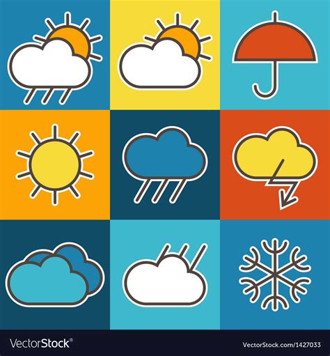 colorful weather symbols royalty  vector image