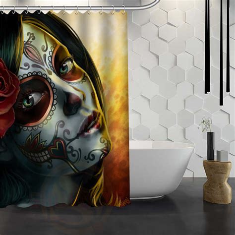 Charmhome Hot Sale Custom Day Of Dead Shower Curtain Waterproof Fabric