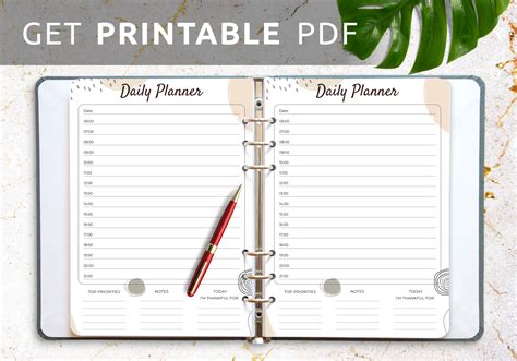 printable daily planner  time slots template