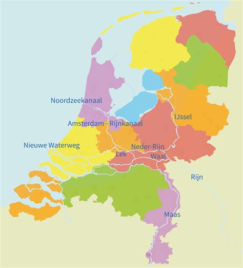 grote kaart provincies hoofdsteden en wateren van nederland kaarten images
