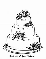 Letter Colouring Cake Coloring Pages Preschoolers sketch template