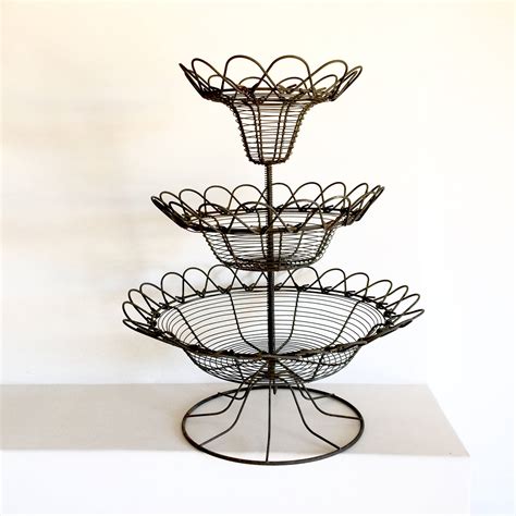 french vintage fruit stand fruit basket french wire display stand  tier wire stand
