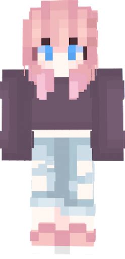 cute pink short hair girl  rainbow sleeves nova skin