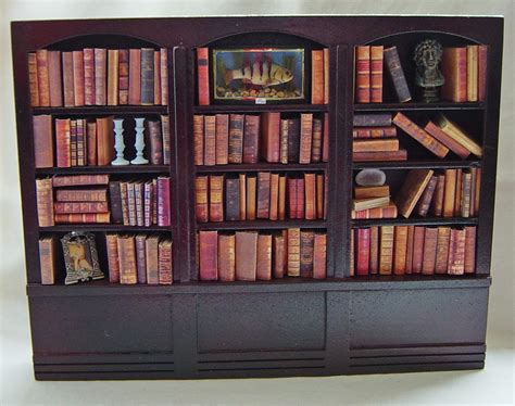 dolls house miniature filled  bookcase ebay