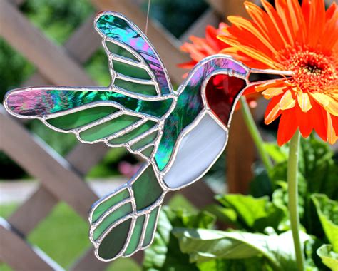 Hummingbird Stained Glass Suncatcher Etsy Stained Glass Suncatchers
