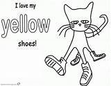 Pete Cat Coloring Shoes Pages Yellow Color Printable Kids Print sketch template